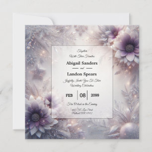 Invitación Boda de flores invernales de plata y suave amatist