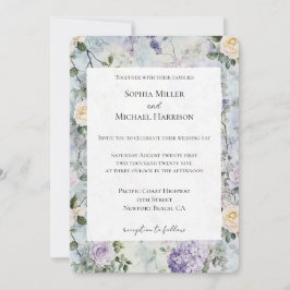 Invitación Boda de flores moradas de Crema Romántica