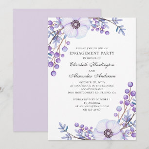 Invitación Boda de flores moradas. Partido de compromiso flor