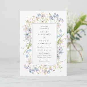 Invitación Boda de flores moradas y azules de flores silvestr