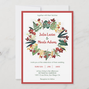 Invitación Boda de flores naranjas silvestres de selva tropic