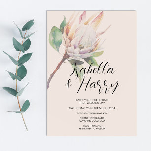 Invitación Boda de flores nativas de protección rosa de Rubor