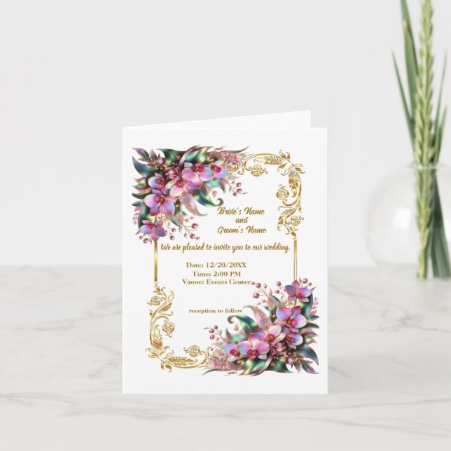 Invitación Boda de flores orquídeas elegantes y vibrantes (Anverso)