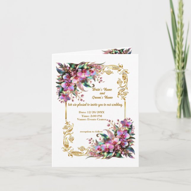 Invitación Boda de flores orquídeas elegantes y vibrantes (Anverso)