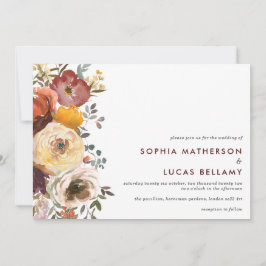Invitación Boda de flores otoñales modernas