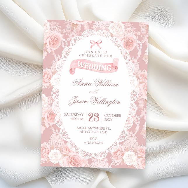 Invitación Boda de flores pastel rosa (Subido por el creador)