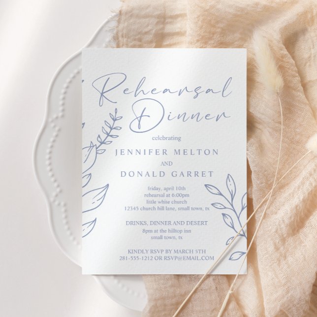 Invitación Boda de flores periwinkle Cena (Subido por el creador)