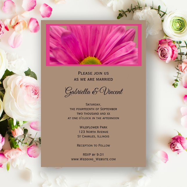 Invitación Boda de flores Pink Gerber Daisy (Subido por el creador)