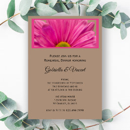 Invitación Boda de flores Pink Gerber Daisy Ensayo de cena