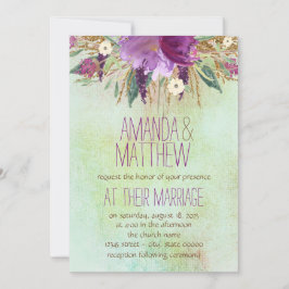 Invitación Boda de flores pintadas con acuarela