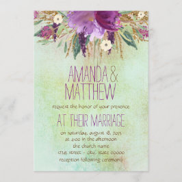 Invitación Boda de flores pintadas con acuarela