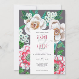 Invitación Boda de flores pintadas modernas