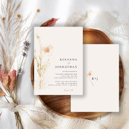 Invitación Boda de Flores Prensadas Románticas Doradas y Sonr