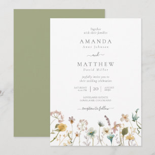 Invitación Boda De Flores Presionadas De Agua De Sabor Delica