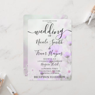 Invitación Boda de flores púrpuras sencillas personalizadas