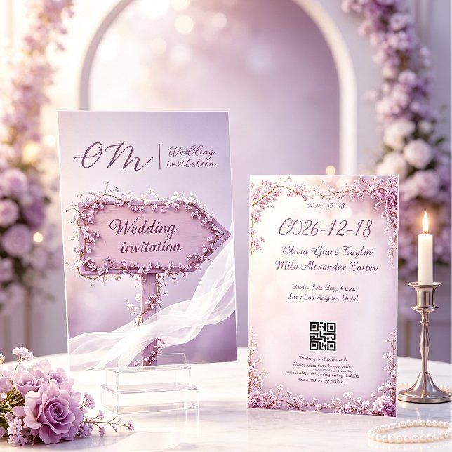 Invitación Boda de flores púrpuras suaves (Subido por el creador)