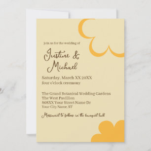 Invitación Boda de flores retro amarillas y Naranjas
