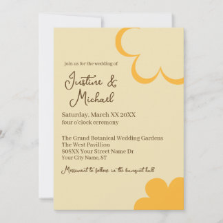 Invitación Boda de flores retro amarillas y naranjas