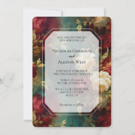Invitación Boda de flores rojas blancas rojas