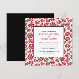 Invitación Boda de flores rojas de arte folclórico ruso Invit
