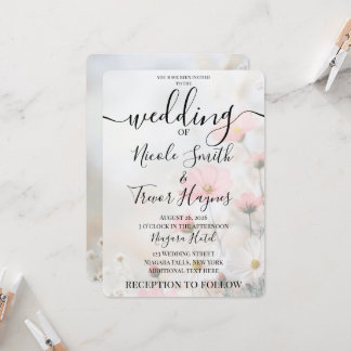 Invitación Boda de flores rojas suaves personalizadas