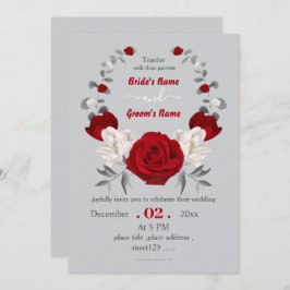 Invitación boda de flores rojas y blancas
