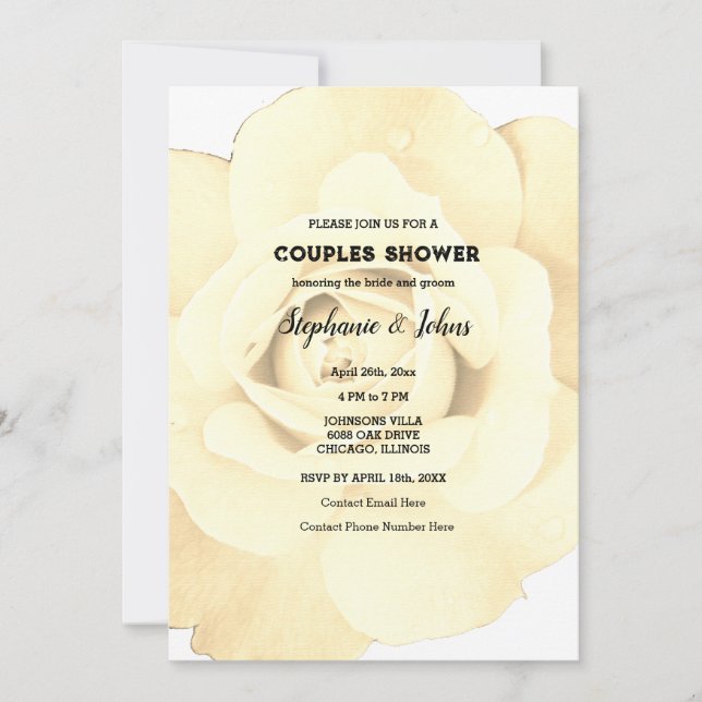 Invitación Boda de flores Rosa de flores de marfil (Anverso)