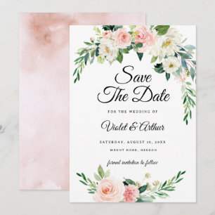 Invitación Boda de flores rosadas de Rubor Guardar la fecha