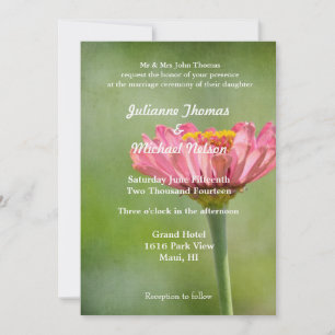 Invitación Boda de flores rosadas de Zinnia