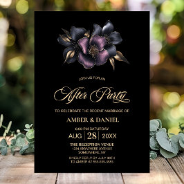 Invitación Boda de flores rosadas y grises turbias después de