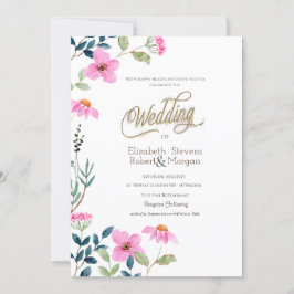 Invitación Boda de flores rosas de jardín