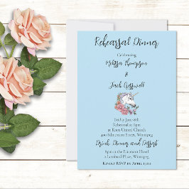 Invitación Boda de flores rosas de unicornio blanco