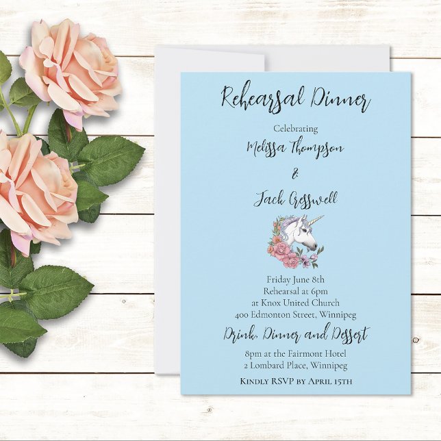 Invitación Boda de flores rosas de unicornio blanco (Subido por el creador)