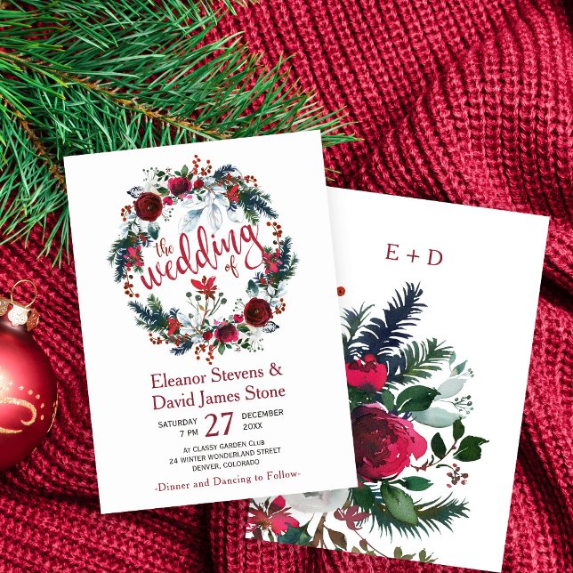 Invitación Boda de flores ruidosa de invierno (Subido por el creador)
