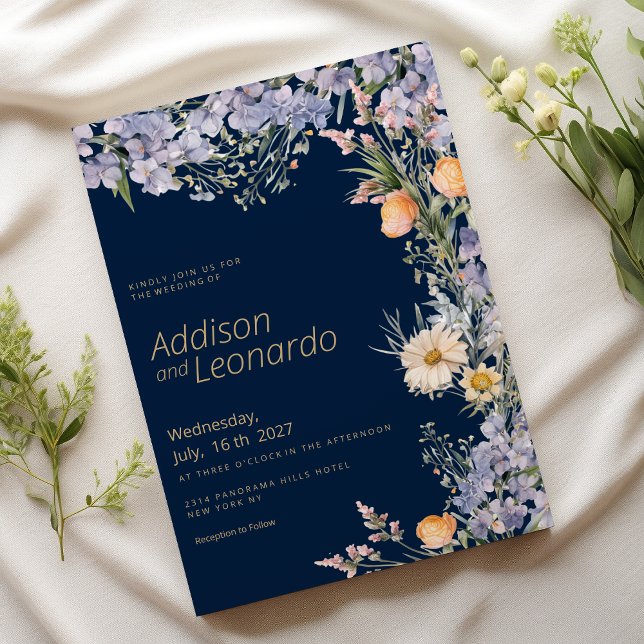 Invitación Boda de flores rusas de campo de flores silvestres (Rustic wildflower country flowers Wedding)