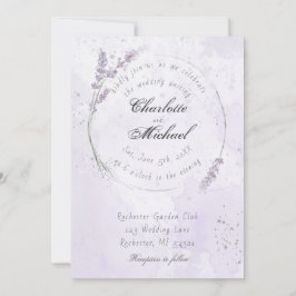 Invitación Boda de flores rusas de lavanda púrpura de acuarel