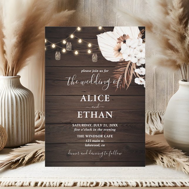 Invitación Boda de Flores Rustic Wood Summer Boho (Subido por el creador)