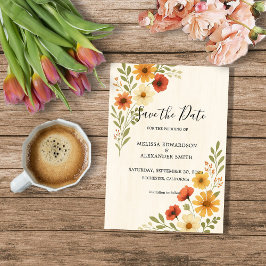 Invitación Boda de flores rusticas acuarelas Ahorra la fecha