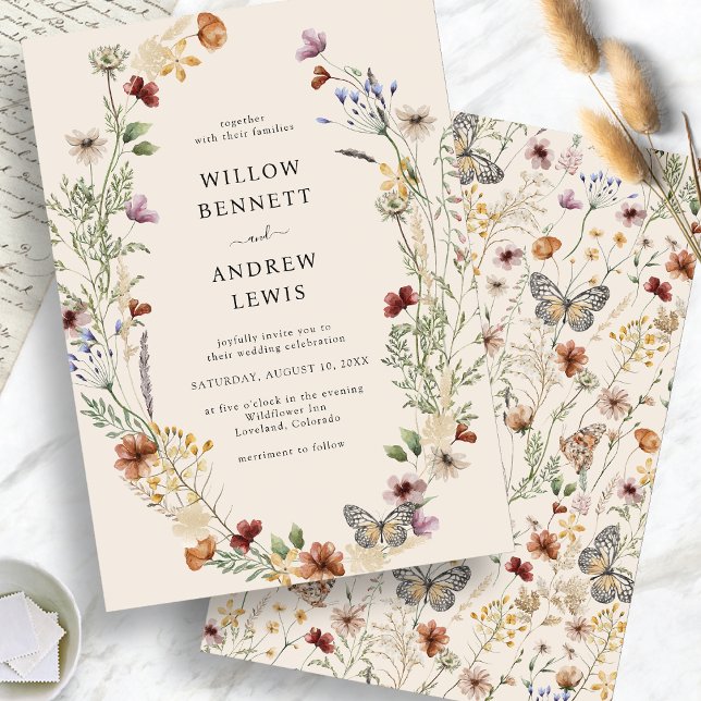 Invitación Boda de Flores Rústicas Boho (Rustic Boho Flowers Wedding Invitation
)