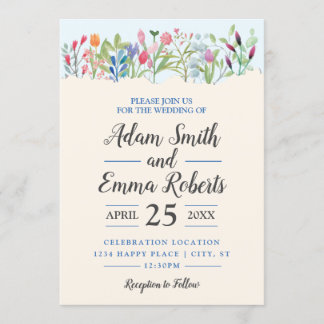 Invitación Boda de Flores salvajes de acuarela