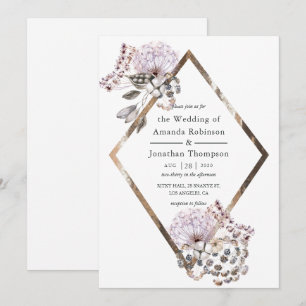Invitación Boda de flores secas Boho Acuarela