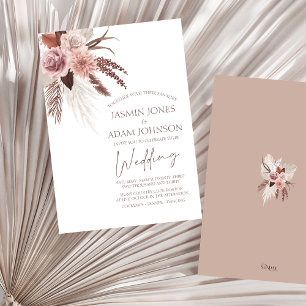 Invitación Boda de flores secas de hierba de Boho Pampas rúst