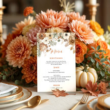 Boda de flores secas de otoño Boho | Menú
