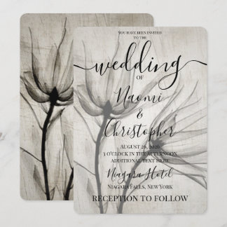 Invitación Boda de Flores Sepia de Rayos X Rústicos Personali