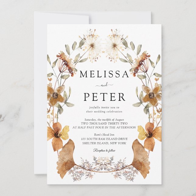 Invitación Boda de flores silvestres (Anverso)