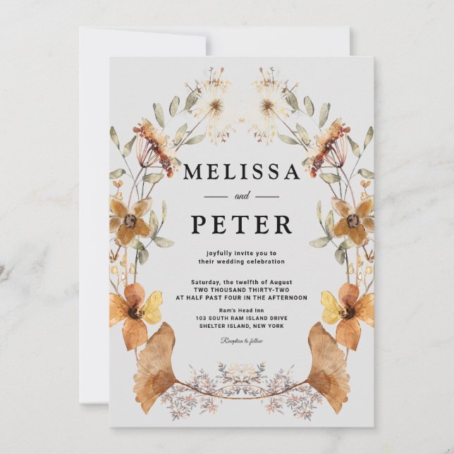 Invitación Boda de flores silvestres (Anverso)