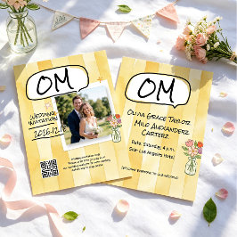 Invitación Boda de flores silvestres acuarela amarillo claro