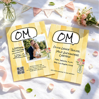 Invitación Boda de flores silvestres acuarela amarillo claro