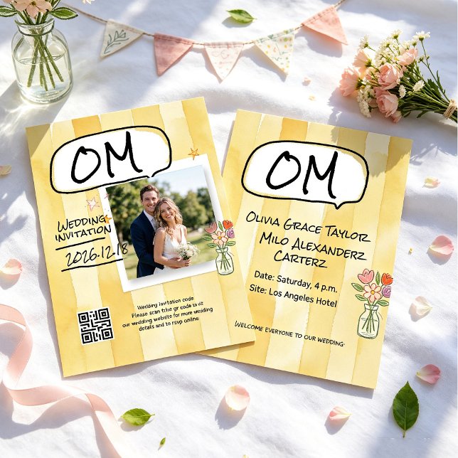 Invitación Boda de flores silvestres acuarela amarillo claro (Subido por el creador)