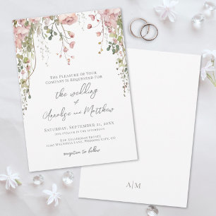 Invitación Boda de flores silvestres acuarela elegante botáni